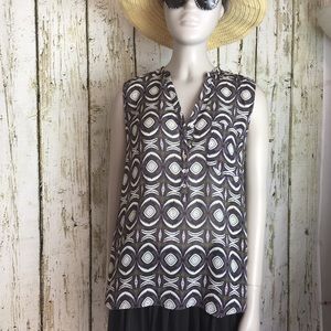 H&M Top Buttoned Sleeveless Multicolored Size 8